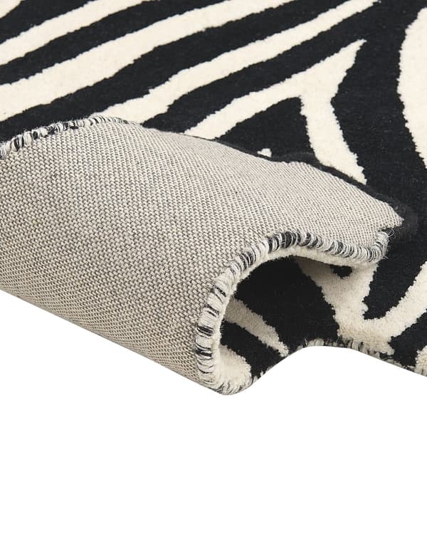 Barnmatta Vit och svart Ull Bomullsbaksida 100 x 160 cm Lekrumsmatta Djurmönster Zebra Barnrum Sovrum