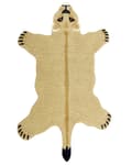 Miniatyrbilde 1 av 6: Barneteppe Beige Ull Bomull 100 x 160 cm Dyremotiv Løvinne Håndtuftet Lekerom Soverom