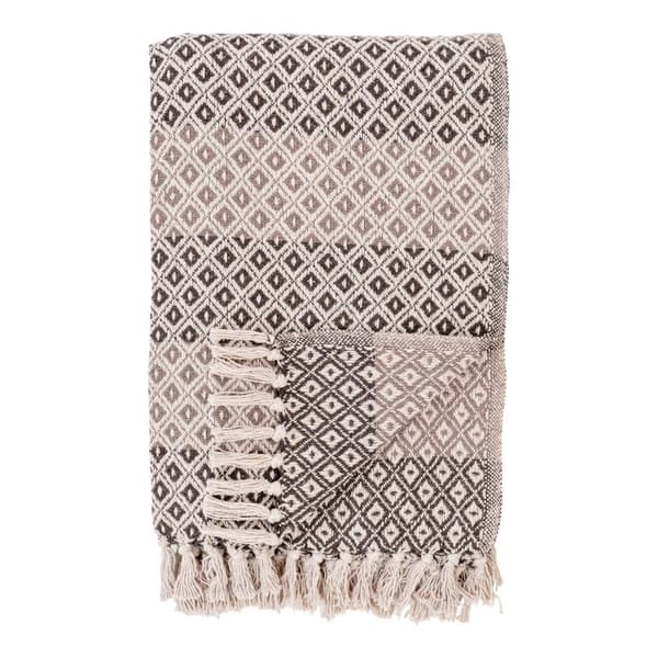 Alanya pledd 130x180cm brun, beige, hvit.