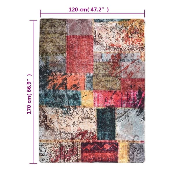 vidaXL Matta tvättbar lappmönster 120x170 cm halkfri