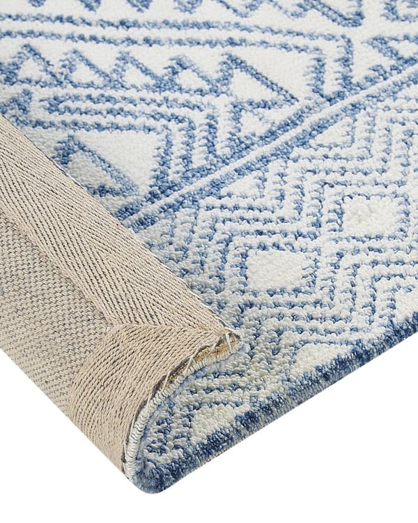 Teppe Blå Hvit Polyester 160 x 230 cm Geometrisk mønster Moderne Gulvteppe Stue