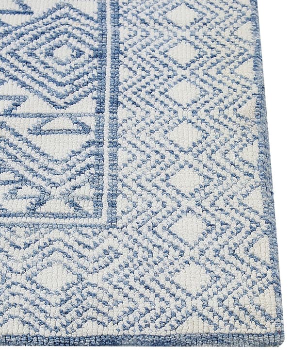 Teppe Blå Hvit Polyester 160 x 230 cm Geometrisk mønster Moderne Gulvteppe Stue