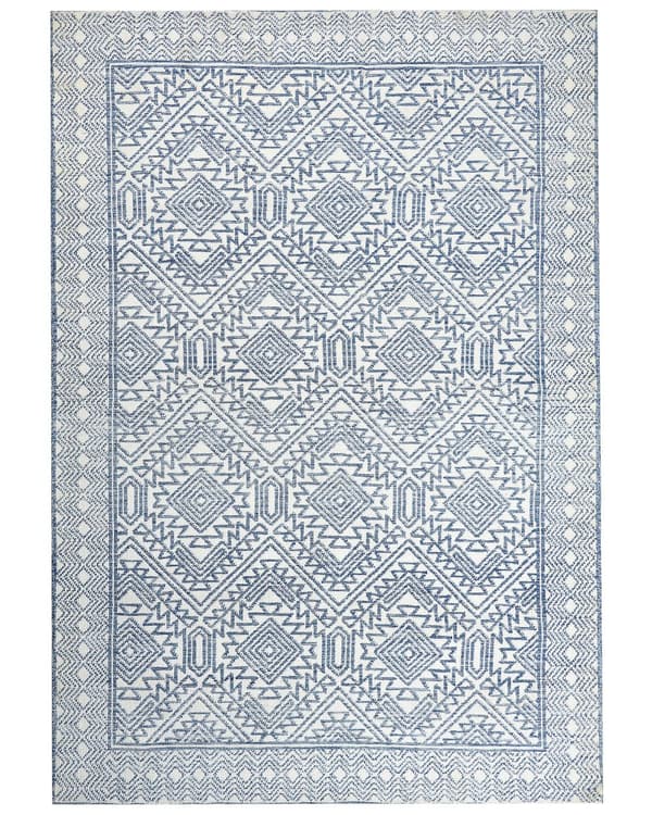 Teppe Blå Hvit Polyester 160 x 230 cm Geometrisk mønster Moderne Gulvteppe Stue