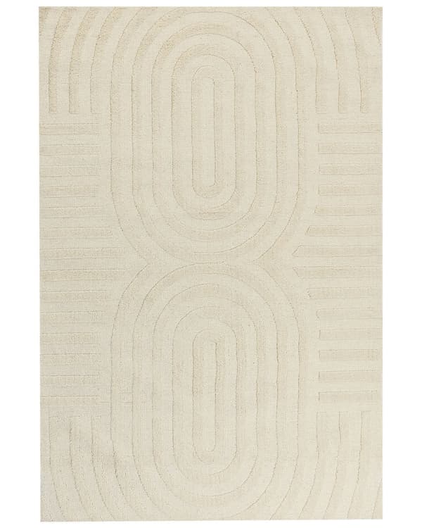 Teppe Beige Ull 200 x 300 cm Stripete mønster Ensfarget Moderne Minimalistisk Gulvteppe Stue