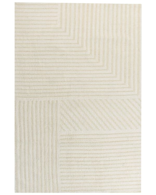 Teppe Beige Ull 200 x 300 cm Stripete mønster Ensfarget Moderne Minimalistisk Gulvteppe Stue