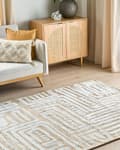 Miniatyrbilde 2 av 6: Teppe Beige Grå Polyester 160 x 230 cm Geometrisk mønster Moderne Gulvteppe Stue