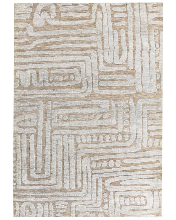 Matta Beige Polyester 160 x 230 cm Geometriskt Mönster Enfärgad Modern Minimalistisk Vardagsrumsmatta