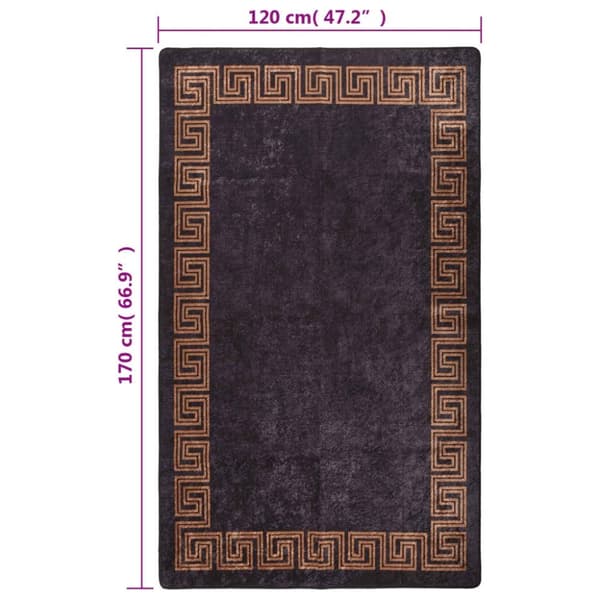 vidaXL Teppe vaskbart svart og gull 120x170 cm sklisikker