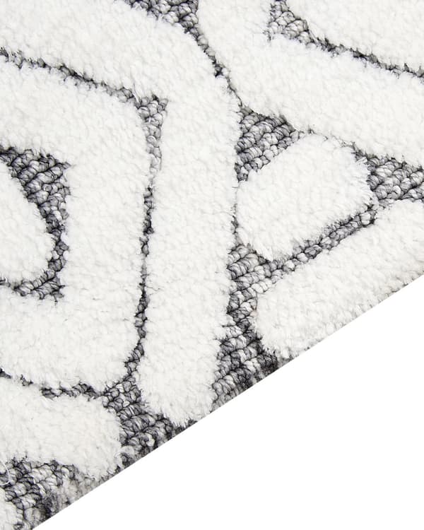 Gulvtæppe Hvid Grå Polyester 300 x 400 cm Tuftet Moderne Design Luv Tæppe til Gulvet til Værelse Indretning Lyddæmpende