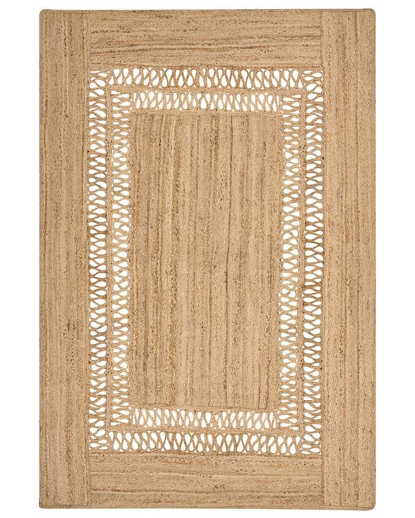Matto vihreä 200 x 300 cm juutti luonnollinen punottu käsintehty geometrinen leikattu kuvio boho