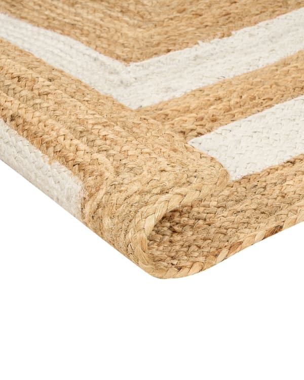 Matto beige 160 x 230 cm juutti luonnollinen punottu käsin raitakuvio boho