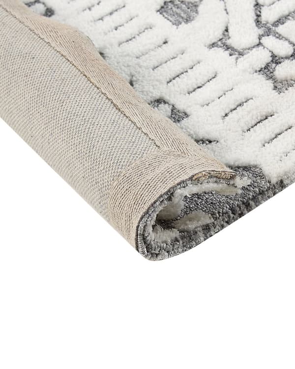 Hvit og grå polyesterteppe med bomullsbakside 300 x 400 cm Dekorativ gulvmatte med moderne design Stue Soverom