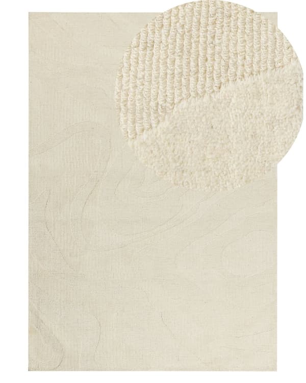 Teppe Beige Ull 160 x 230 cm Abstrakt mønster Motiv Stue Soverom Moderne Design