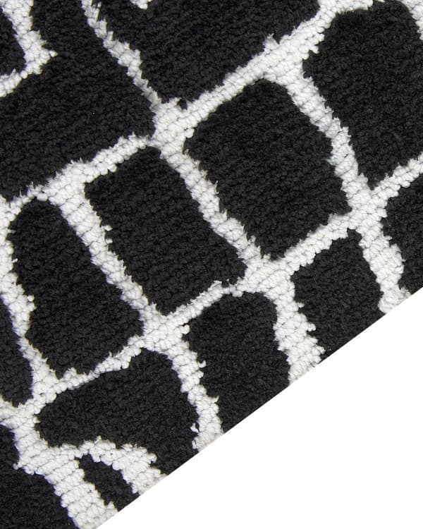 Teppe i svart og hvitt med bomullsbakside i polyester 300 x 400 cm Dekorativ gulvmatte i moderne design Stue Soverom