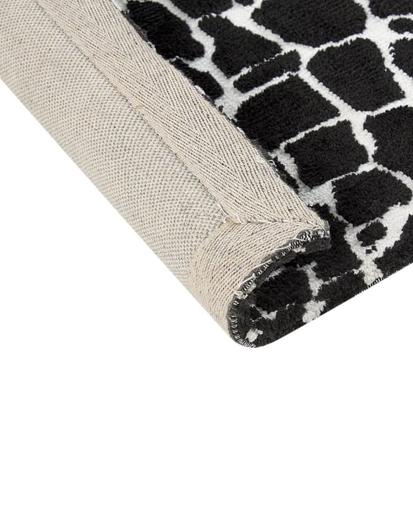 Teppe i svart og hvitt med bomullsbakside i polyester 300 x 400 cm Dekorativ gulvmatte i moderne design Stue Soverom