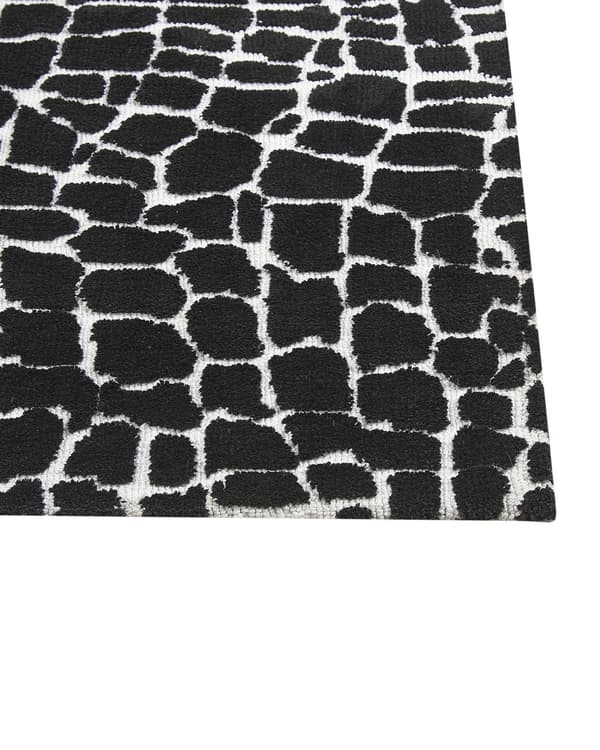 Teppe i svart og hvitt med bomullsbakside i polyester 300 x 400 cm Dekorativ gulvmatte i moderne design Stue Soverom