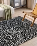 Miniatyrbilde 2 av 6: Teppe i svart og hvitt med bomullsbakside i polyester 300 x 400 cm Dekorativ gulvmatte i moderne design Stue Soverom