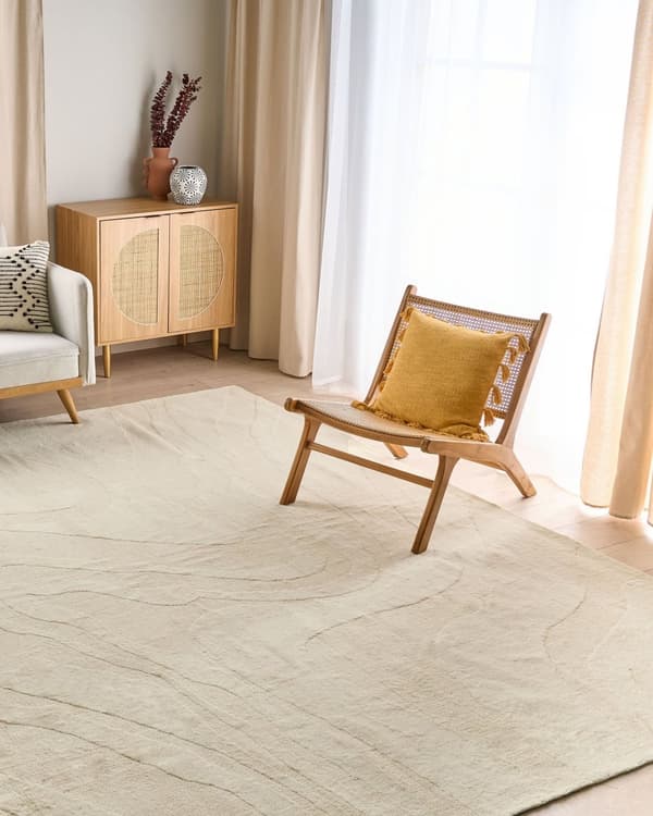 Teppe Beige Ull 300 x 400 cm Abstrakt mønster Motiv Stue Soverom Moderne Design