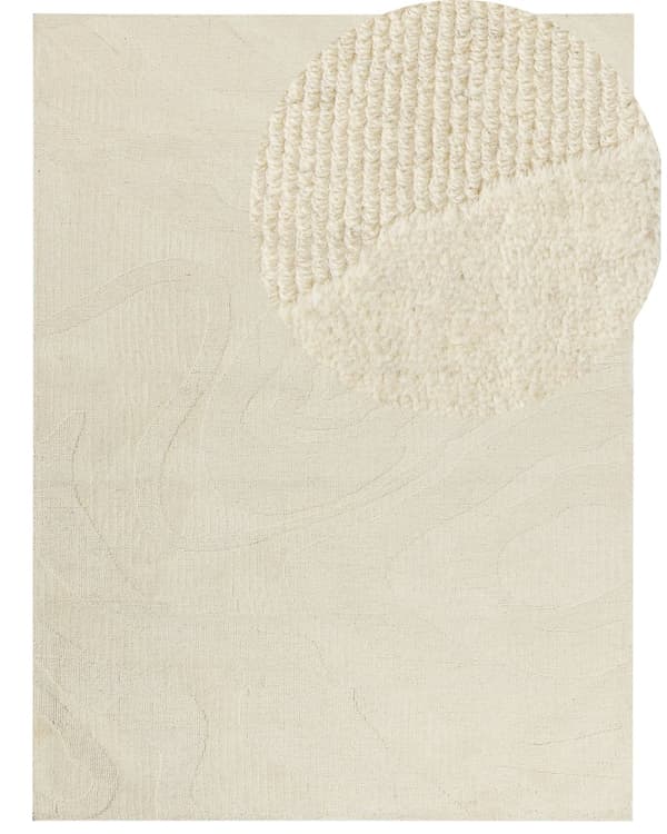 Teppe Beige Ull 300 x 400 cm Abstrakt mønster Motiv Stue Soverom Moderne Design