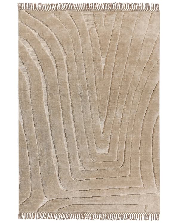 Teppe Beige Polyester Bomullsbakside 160 x 230 cm Dekorative dusker Gulvmatte Klassisk Design Stue Soverom