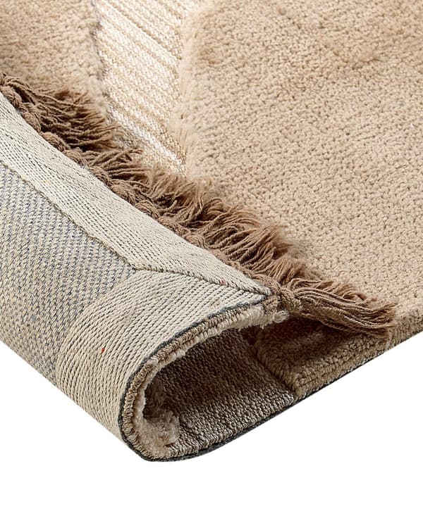 Teppe Beige Polyester Bomullsbakside 200 x 300 cm Dekorative Dusker Gulvmatte Klassisk Design Stue Soverom