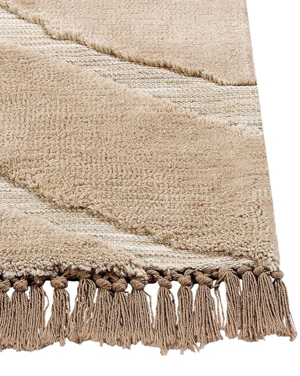 Teppe Beige Polyester Bomullsbakside 200 x 300 cm Dekorative Dusker Gulvmatte Klassisk Design Stue Soverom