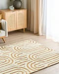 Miniatyrbilde 2 av 5: Teppe i offwhite og gul bomull 160 x 230 cm Abstrakt mønster Motiv Stue Soverom Moderne design