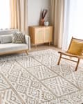 Miniatyrbilde 2 av 6: Teppe Off-White og beige polyester 300 x 400 cm Abstrakt mønster Motiv Stue Soverom Moderne design