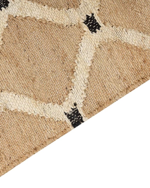 Teppe Beige Jute 300 x 400 cm Flettet Håndlaget Geometrisk Mønster Naturlig Boho Style Tekstil