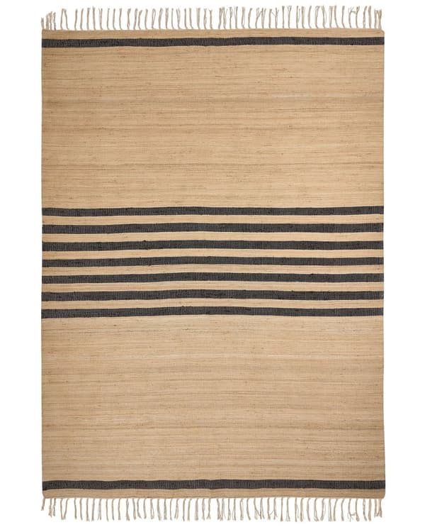 Teppe Beige Jute 200 x 300 cm Flettet Håndlaget Stripete Mønster Naturlig Boho-stil Tekstil