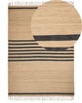 Miniatyrbilde 1 av 7: Teppe Beige Jute 200 x 300 cm Flettet Håndlaget Stripete Mønster Naturlig Boho-stil Tekstil