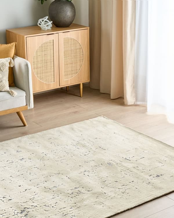 Teppe Cream Beige Polyester 160 x 230 cm Mønster med slitasjeeffekt Ensfarget, moderne, minimalistisk teppe til stuen
