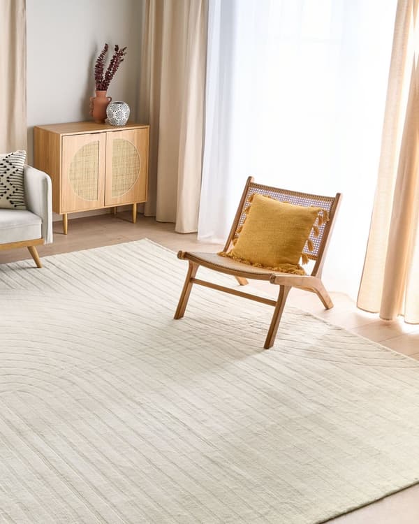 Teppe Beige Ull 300 x 400 cm Abstrakt Mønster Motiv Utskåret Stue Soverom Moderne Minimalistisk design