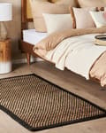Miniatyrbilde 2 av 6: Teppe i svart og beige jute bomullsskinn 80 x 150 cm Rektangulært håndvevd teppe Rutete mønster Rustikk tradisjonell design