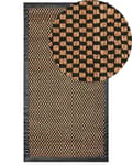 Miniatyrbilde 1 av 6: Teppe i svart og beige jute bomullsskinn 80 x 150 cm Rektangulært håndvevd teppe Rutete mønster Rustikk tradisjonell design