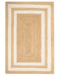 Miniatyrbilde 4 av 7: Flettede tepper Beige Jute 160 x 230 cm Flettet håndlaget innrammet mønster Naturlig Boho-stil Tekstil