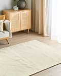Miniatyrbillede 2 af 7: Gulvtæppe Beige Uld 160 x 230 cm Uldtæppe med Mønster Fladvævet Løs Tæppe til Gulvet under Sofabord Gulvtæp Lyddæmpende
