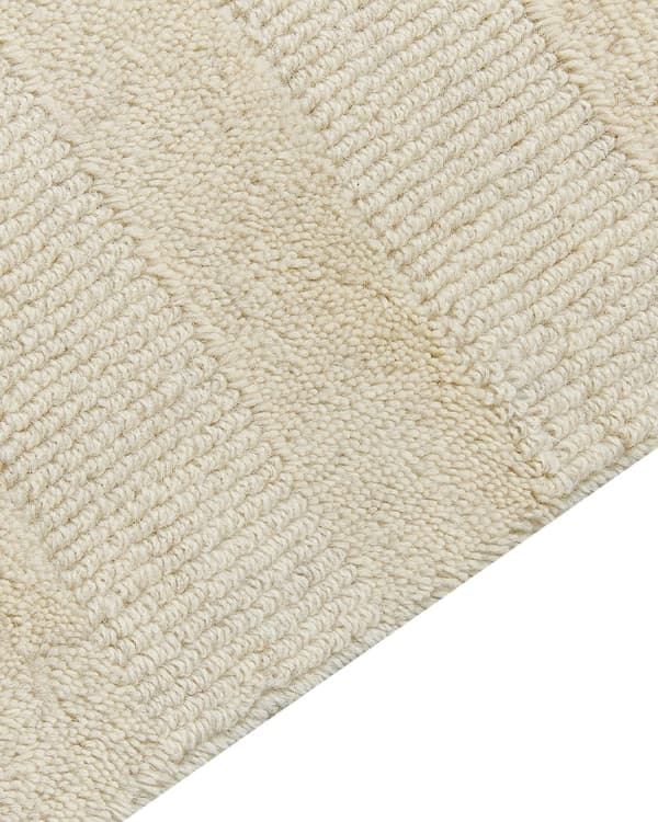 Gulvtæppe Beige Uld 300 x 400 cm Uldtæppe med Mønster Fladvævet Løs Tæppe til Gulvet under Sofabord Gulvtæp Lyddæmpende