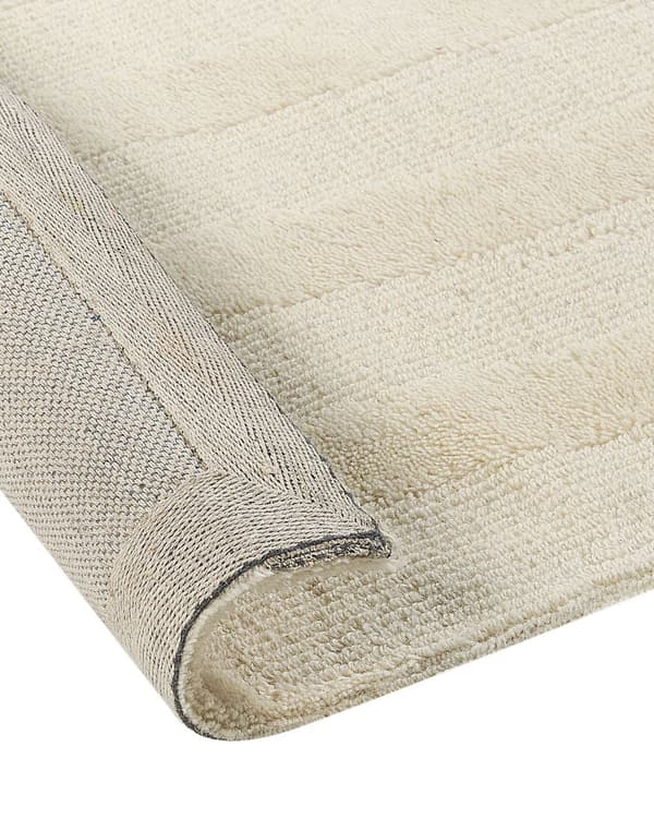 Gulvtæppe Beige Uld 300 x 400 cm Uldtæppe med Mønster Fladvævet Løs Tæppe til Gulvet under Sofabord Gulvtæp Lyddæmpende