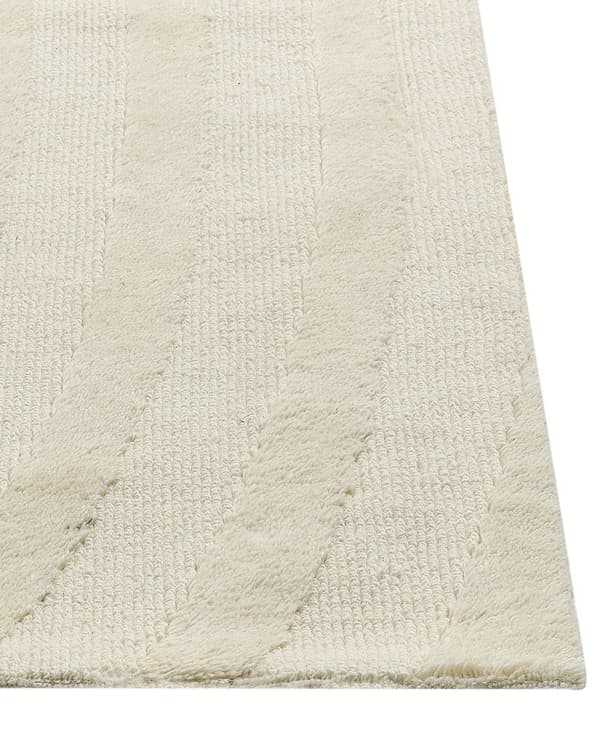 Gulvtæppe Beige Uld 300 x 400 cm Uldtæppe med Mønster Fladvævet Løs Tæppe til Gulvet under Sofabord Gulvtæp Lyddæmpende