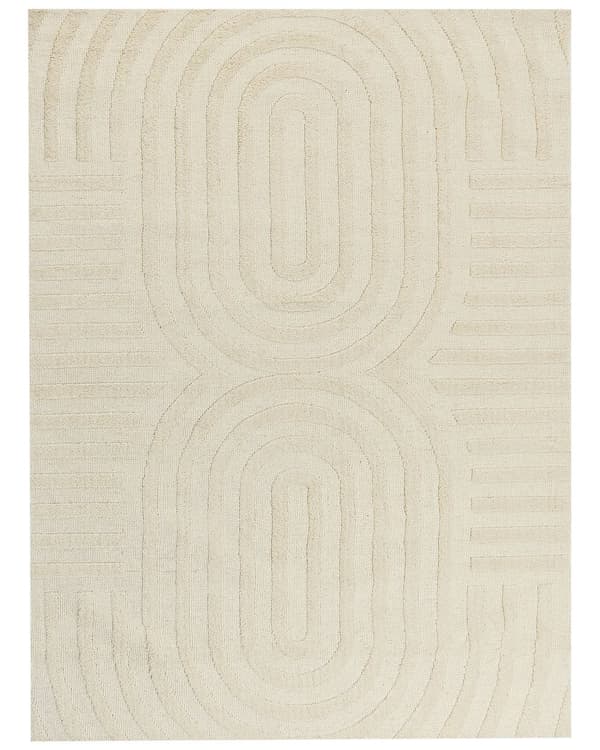 Gulvtæppe Beige Uld 300 x 400 cm Uldtæppe med Mønster Fladvævet Løs Tæppe til Gulvet under Sofabord Gulvtæp Lyddæmpende
