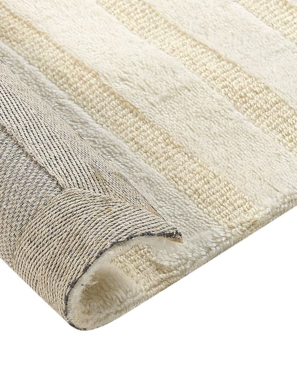 Gulvtæppe Beige Uld 160 x 230 cm Uldtæppe med Mønster Fladvævet Løs Tæppe til Gulvet under Sofabord Gulvtæp Lyddæmpende