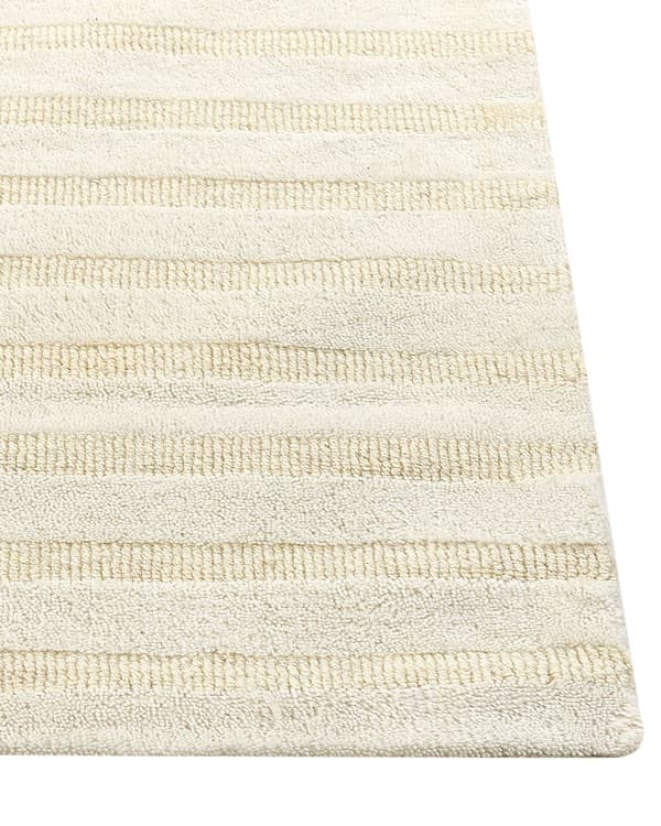 Gulvtæppe Beige Uld 160 x 230 cm Uldtæppe med Mønster Fladvævet Løs Tæppe til Gulvet under Sofabord Gulvtæp Lyddæmpende