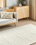 Miniatyrbillede 2 af 6: Gulvtæppe Beige Uld 160 x 230 cm Uldtæppe med Mønster Fladvævet Løs Tæppe til Gulvet under Sofabord Gulvtæp Lyddæmpende