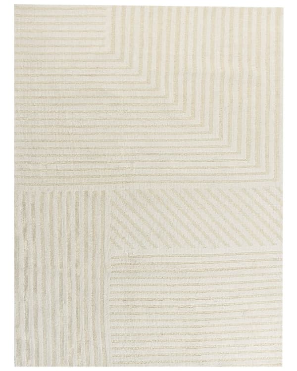 Gulvtæppe Beige Uld 300 x 400 cm Uldtæppe med Mønster Fladvævet Løs Tæppe til Gulvet under Sofabord Gulvtæp Lyddæmpende