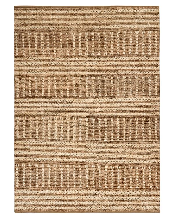 Matto beige 160 x 230 cm juutti raidallinen suorakulmio käsinkudottu luonnollinen rustiikkinen