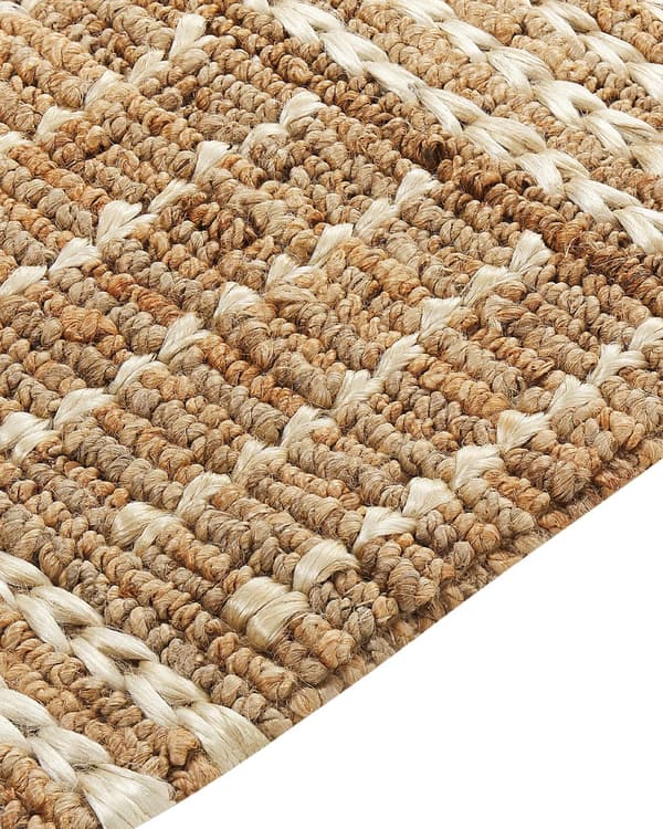 Matto beige 160 x 230 cm juutti raidallinen suorakulmio käsinkudottu luonnollinen rustiikkinen