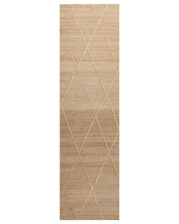 Teppe Beige Jute 80 x 300 cm Geometrisk mønster Håndvevd Boho Gang Soverom