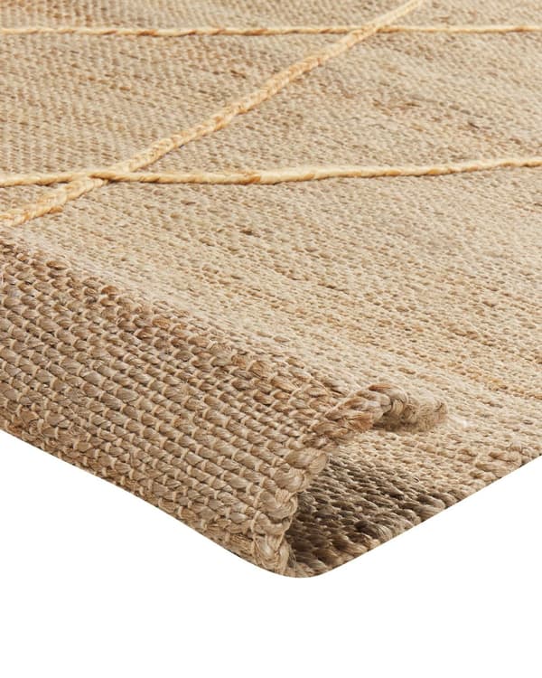 Teppe Beige Jute 80 x 300 cm Geometrisk mønster Håndvevd Boho Gang Soverom