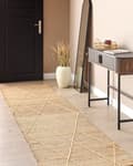 Miniatyrbilde 2 av 7: Teppe Beige Jute 80 x 300 cm Geometrisk mønster Håndvevd Boho Gang Soverom